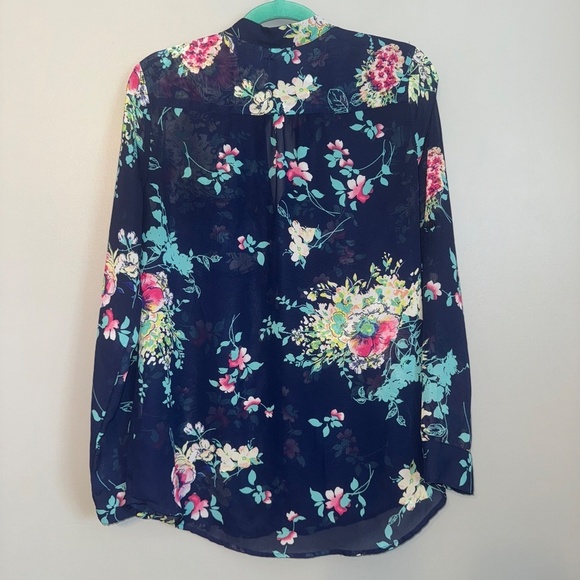 EUC Kut From The Kloth Jasmine Chiffon Blouse Blue Floral Size Medium - Picture 5 of 8